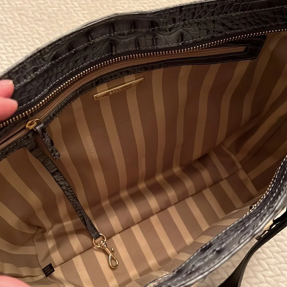 Brahmin Lena Mallard Davos Tote Medium Embossed Leather Shoulder Bag
